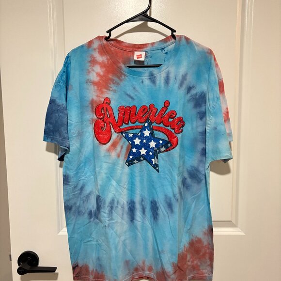 Urban Outfitters Tops - Tie Dye AMERICA Graphic Tee NEW XL Oversized Patriotic Fourth of July Tshirt